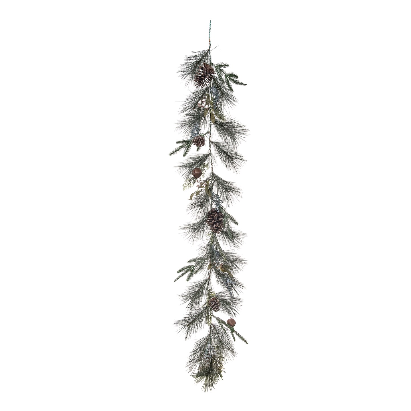 Transpac Artificial 60 in. Green Christmas Mixed Foilage Garland with Rustic Bells