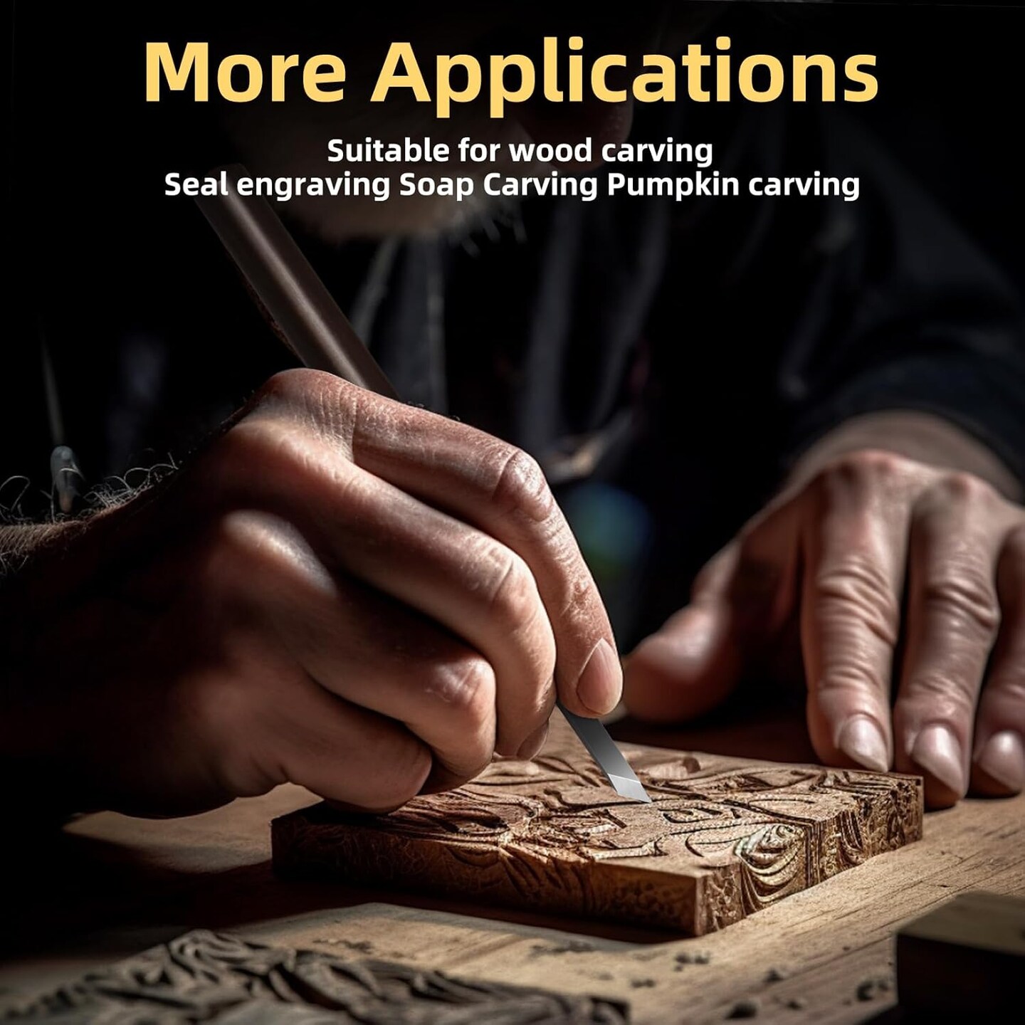 Wood Carving Tool Set High Carbon Steel Sharp Engrave Kit 5 Pcs Hand Carve Tool Kit for Wood Soap Stone Seal Sculpture Engraving Cutting Knife Set DIY Craft