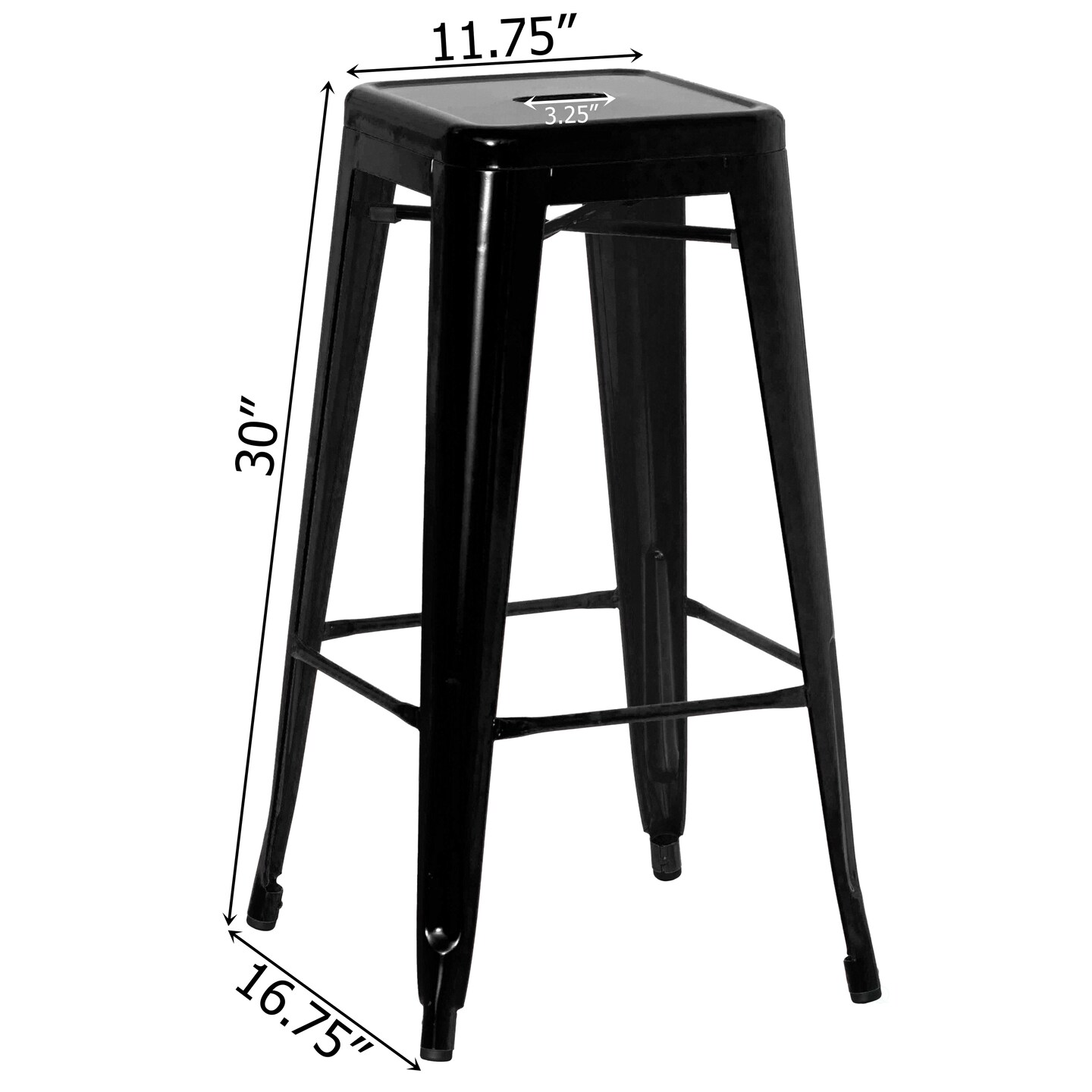 Basicwise 30-inch Backless Metal Bar Stool Stackable Heavy-Duty Counter-Height Chair for Home Bars Patios Kitchen Islands Cafes Restaurants Bistros and Dining Areas for Indoor & Outdoor Use