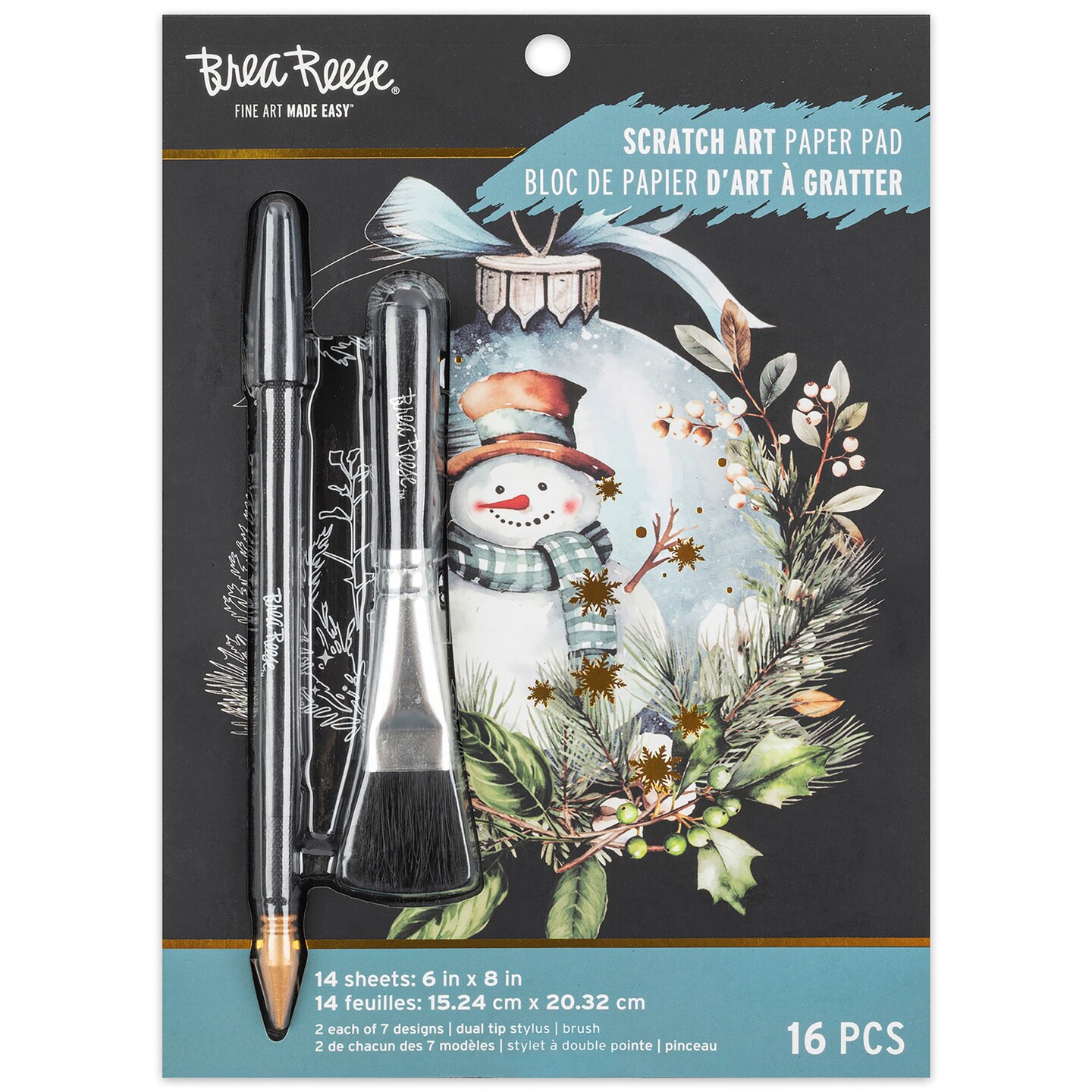 Brea Reese: Scratch Art Paper Pad - Winter Wonderland - 14 6x8&#x22; Pages, Reveal Seasonal &#x26; Festive Holiday Designs, Metallic Pops, Adult Craft Activity