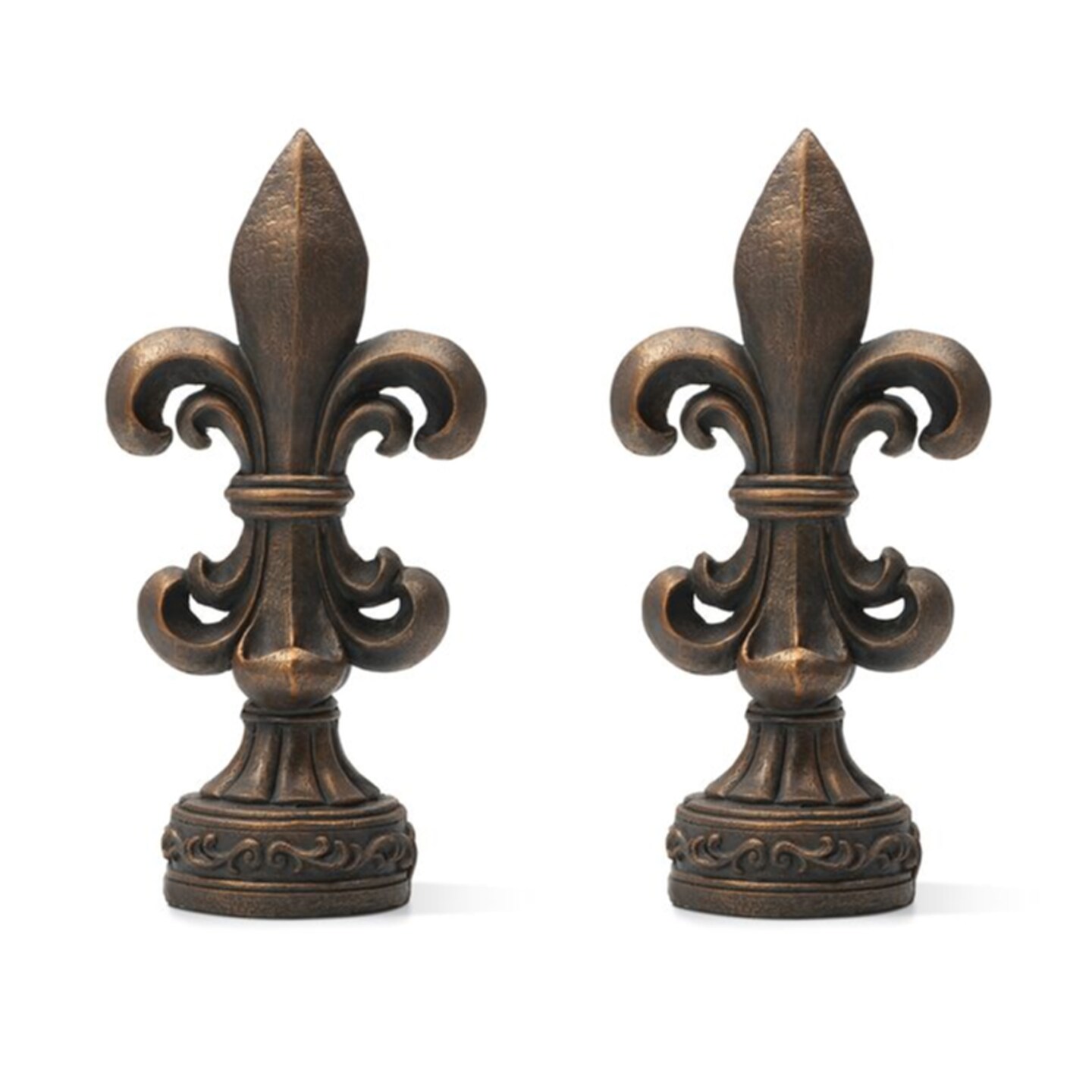 Set of 2 27.25"H MGO Bronze Standing Fleur De Lis Garden Statue