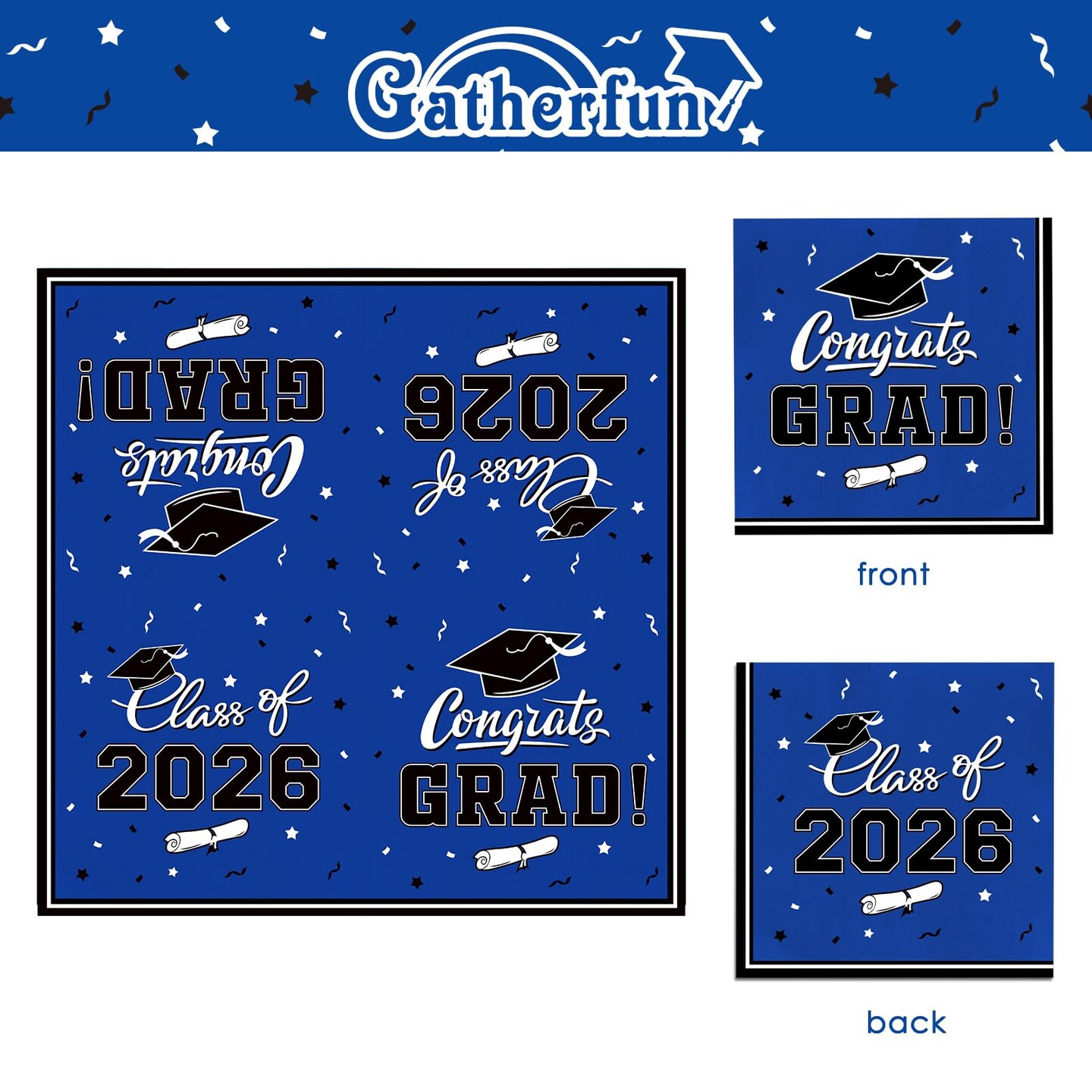 Graduation decorations 2026 Graduation Plates and Napkins Blue Disposable Paper Plates Luncheon Napkins Cocktail Napkins for Congrats Grad Party Decorations, Serve 50