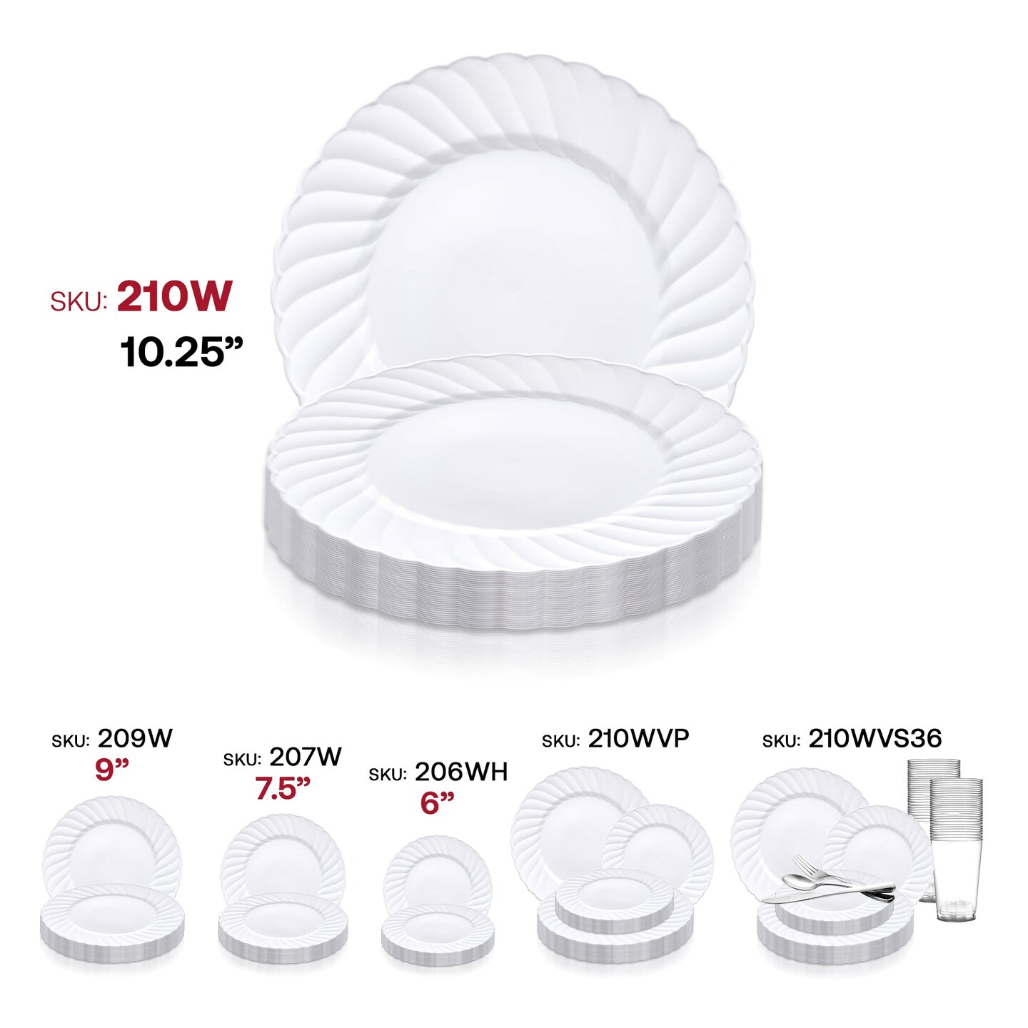 White Flair Plastic Dinner Plates - 10.25&#x22; (144 Plates)