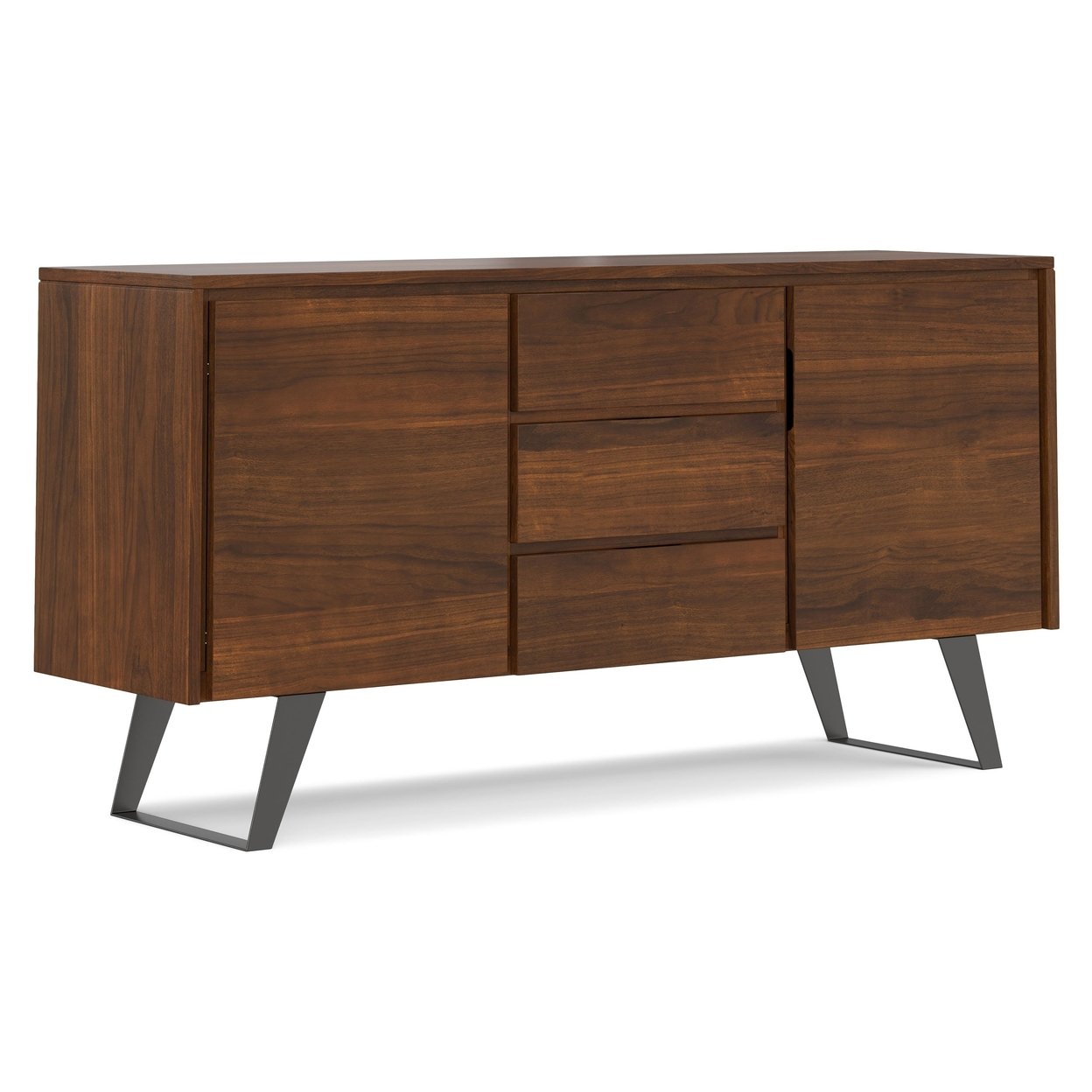 Lowry Sideboard Buffet Walnut Acacia Wood 60 Inch Industrial Storage Cabinet