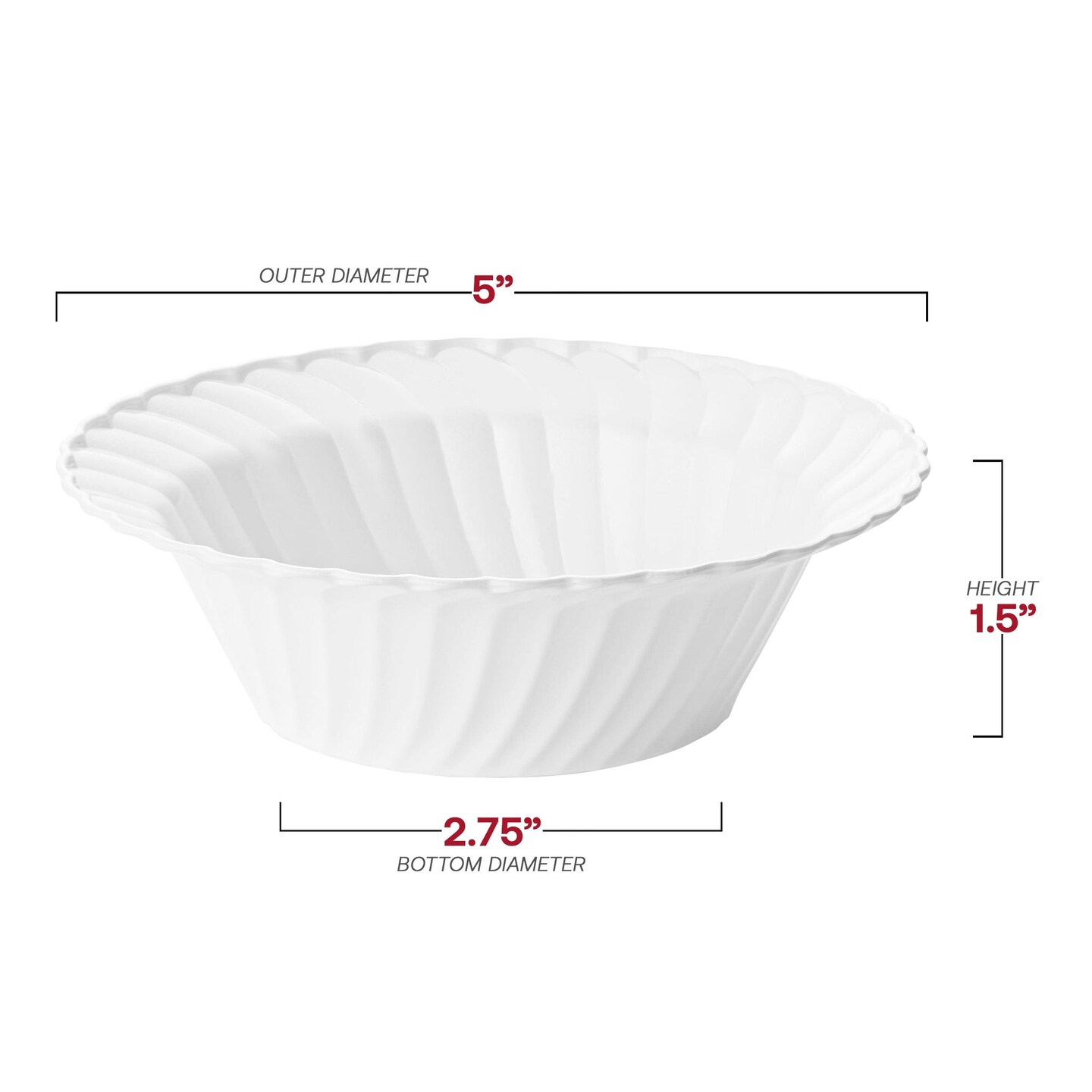 White Flair Plastic Dessert Bowls - 5 oz. (180 Bowls)