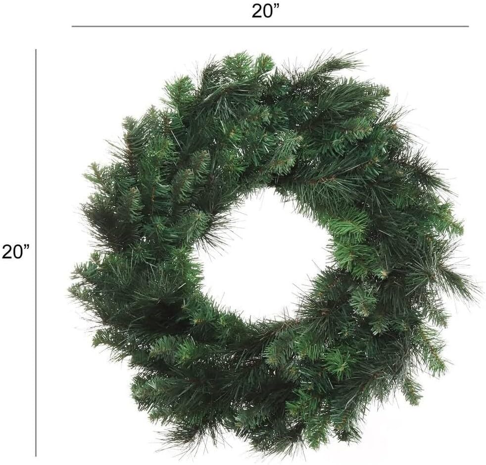 Deluxe 20-Inch Evergreen Pine Wreath, Handcrafted, Festive Holiday D&#xE9;cor, Ready to Hang, Home or Office Xmas Decoration