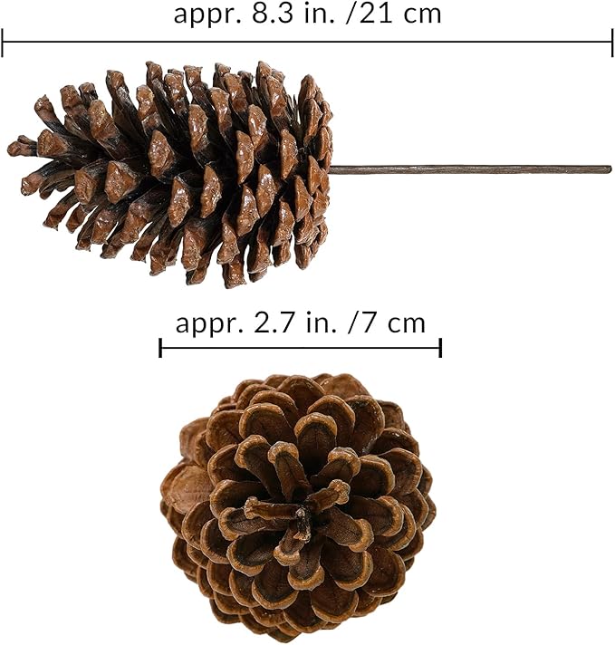 Christmas Pinecone Sprays Medium Pinecones Picks with Wired Stems 8.3" Tall for Xmas Tree Holiday Seasonal Wreath Floral Arrangements Winter Rustic Wedding Décor