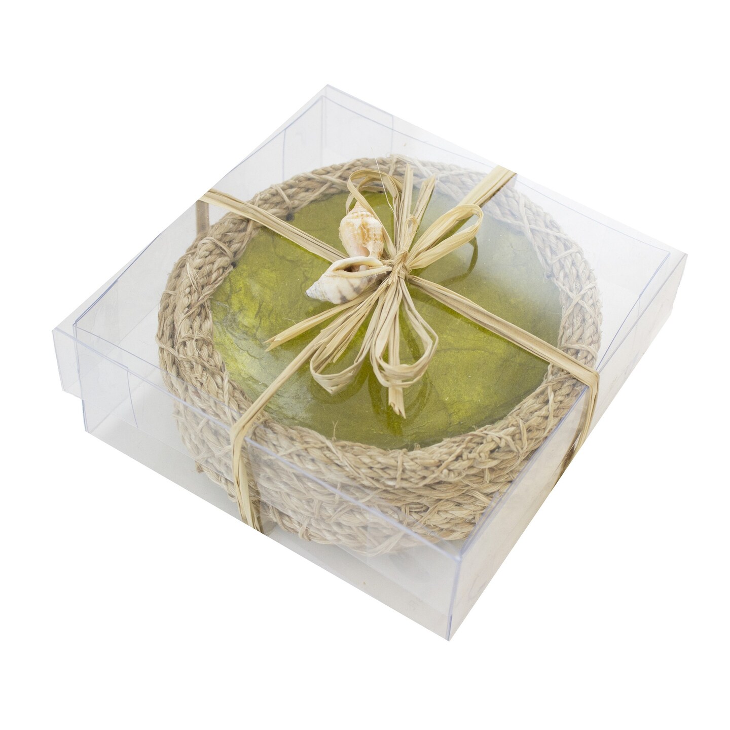 Set of 4 Green Capiz Coasters