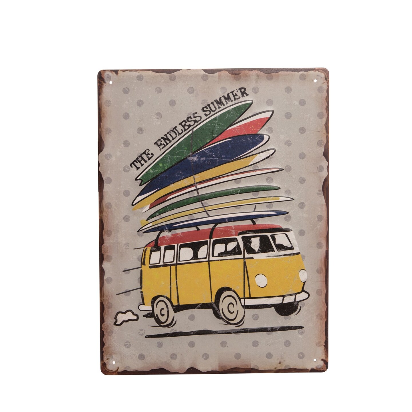 Metal Surf Van Surfboards Sign 11.79 x 0.19 x 1.57 Inches.