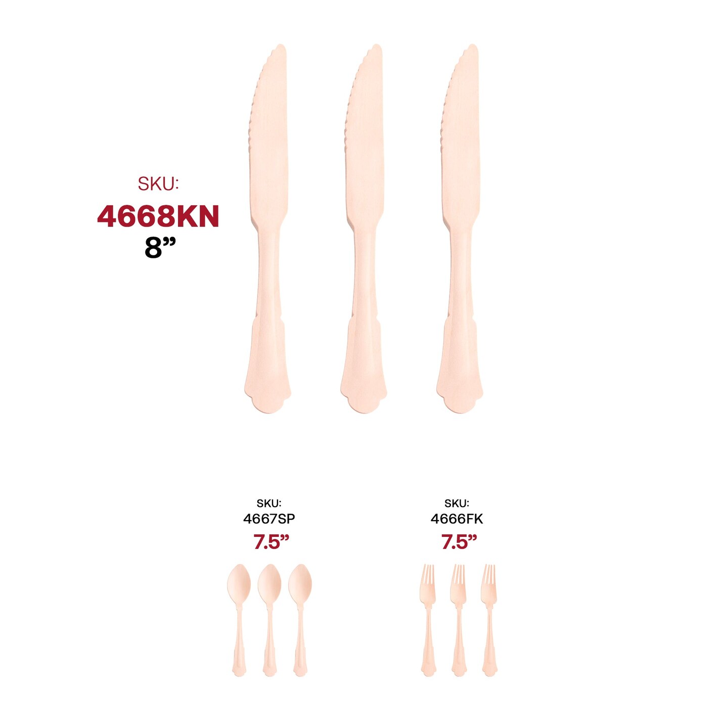 Silhouette Birch Wood Eco Friendly Disposable Dinner Knives (600 Knives)