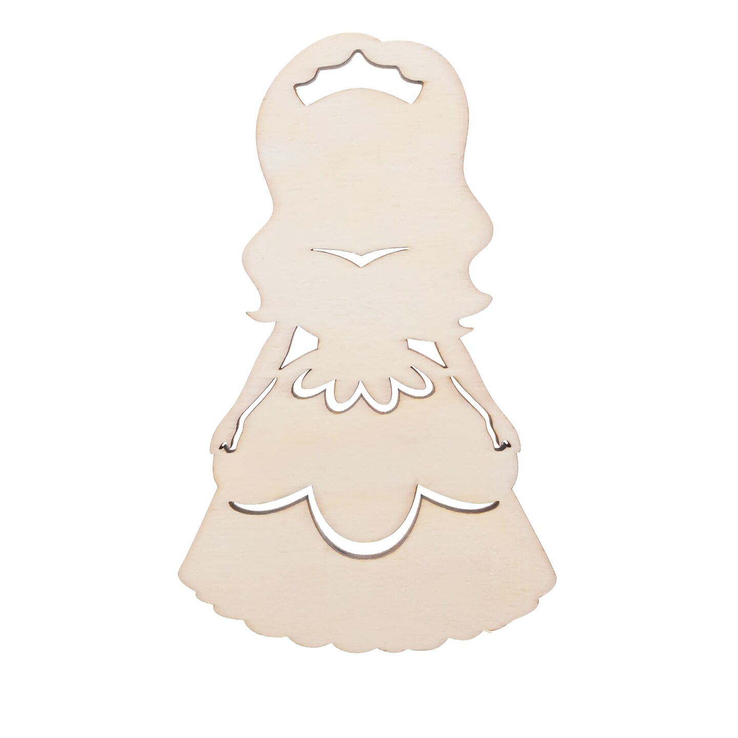 Unfinished Wooden Princess Shape Cutout DIY Craft 5.1 Inches
