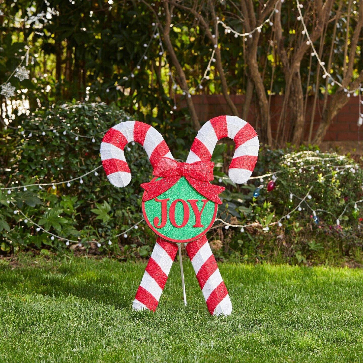 Set of 2 35.5&#x22;H Lighted Christmas Candy Cane Outdoor D&#xE9;cor with 60 Warm White LED Lights