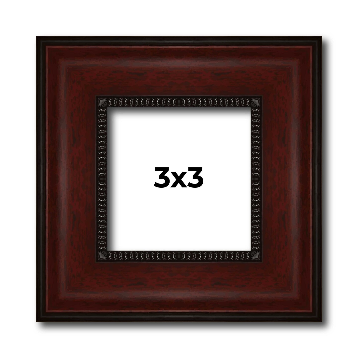 Square Distressed Brown Picture Frame - UV Acrylic, Foam Board Backing, Hanging Hardware