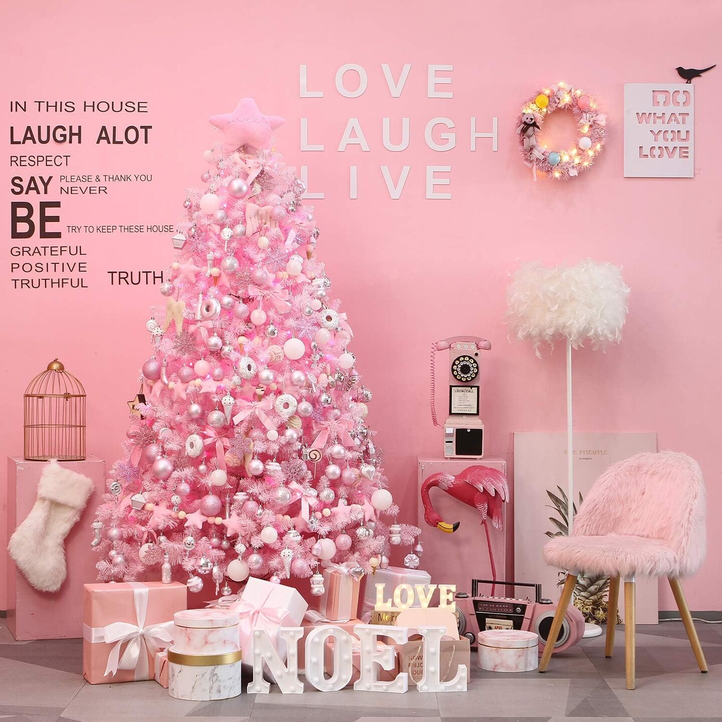 86-Pack Shatterproof Pink Christmas Ball Ornaments Set, Assorted Multi-Sized Hanging Baubles, Xmas Tree Decorations, Seasonal D&#xE9;cor for Holiday Wreath Garland, Hooks Included