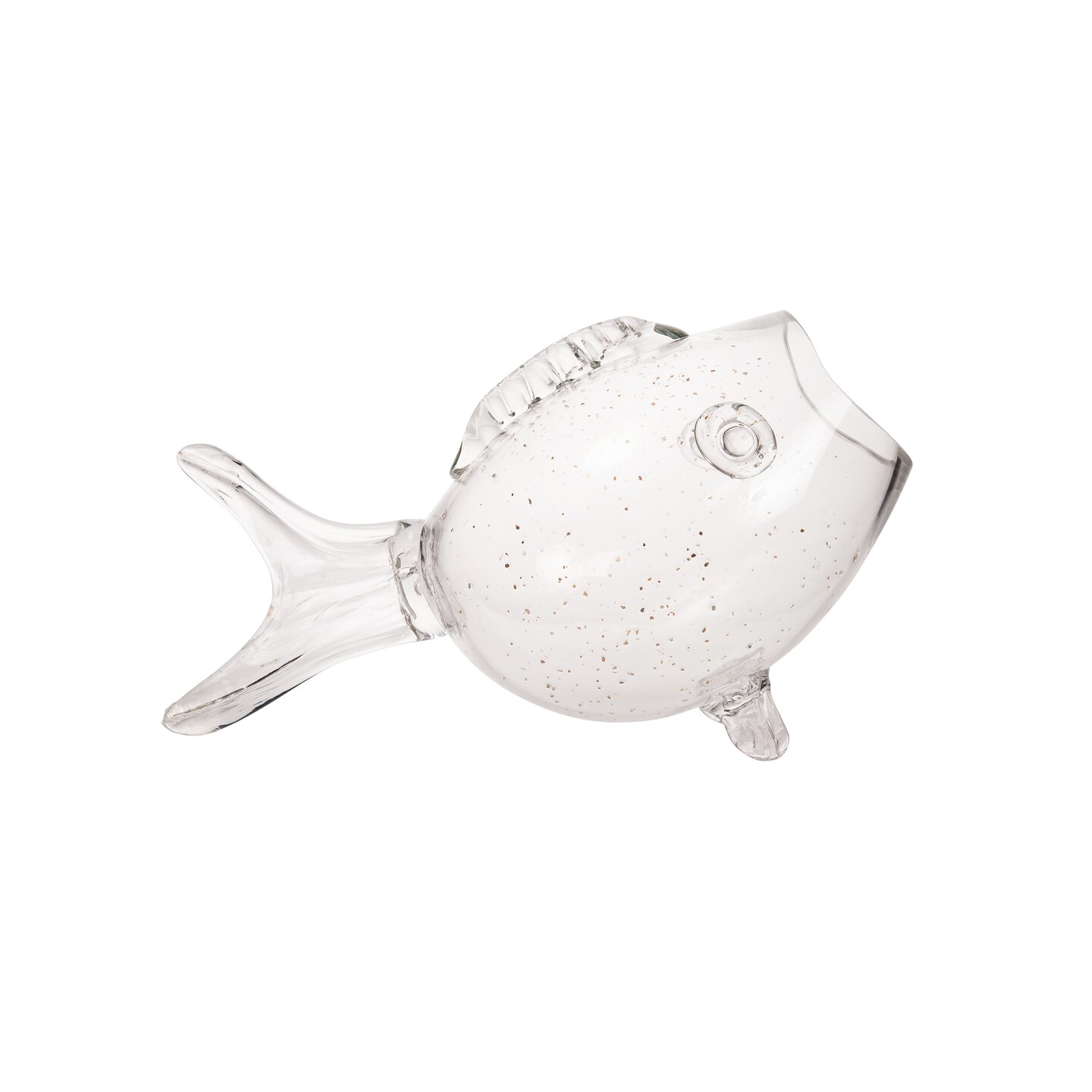 Gold Speck Glass Puffer Fish Vase Beach Coastal Flower Vase