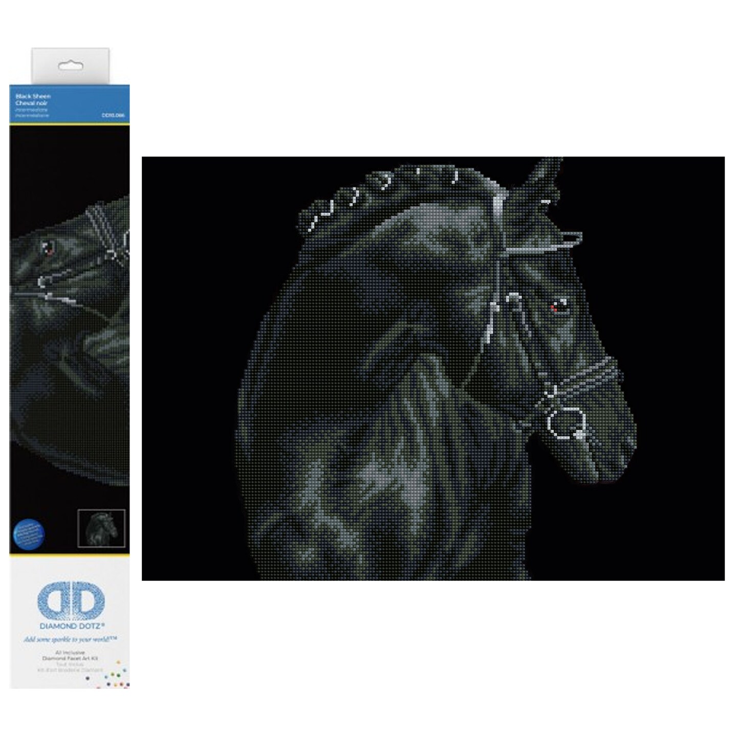 Diamond Dotz Black Sheen Horse Diamond Painting Kits for Adults - Diamond Art Kits a Relaxing Creative Craft Kit with Dotz Gems 16.5x20.5