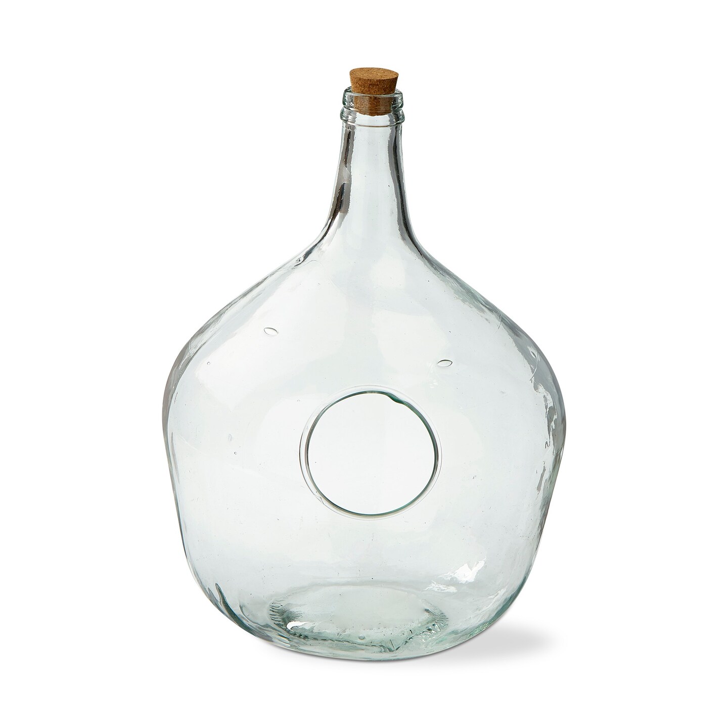 Clear Decorative Large Demijohn Terrarium Glass Vase with Cork Top, 12.2 Diameter x 16.9 H inch.