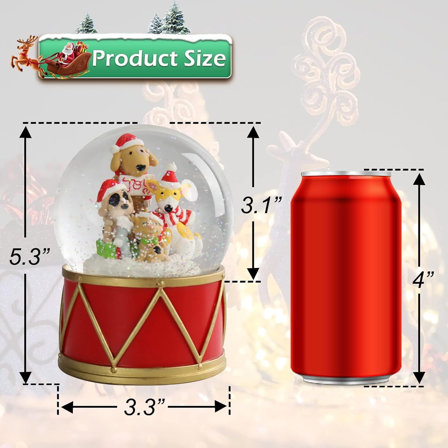 Christmas Snow Globes Musical Globe - Snow Globe with 8 Songs Color Changing Puppys and Cat Musical Box for Christmas Home D&#xE9;cor and Gifts