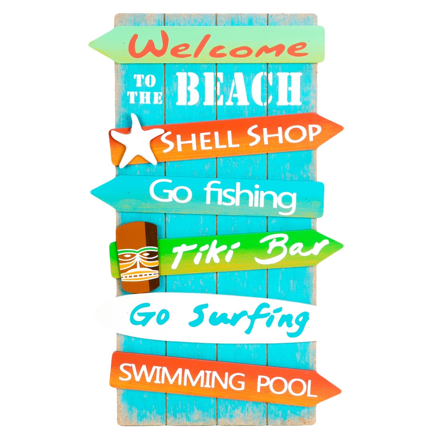 Direction Arrows Coastal Plaque Sign Wall Hanging Decor Decoration For The Beach 16 x 0.5 x 10 Inches.