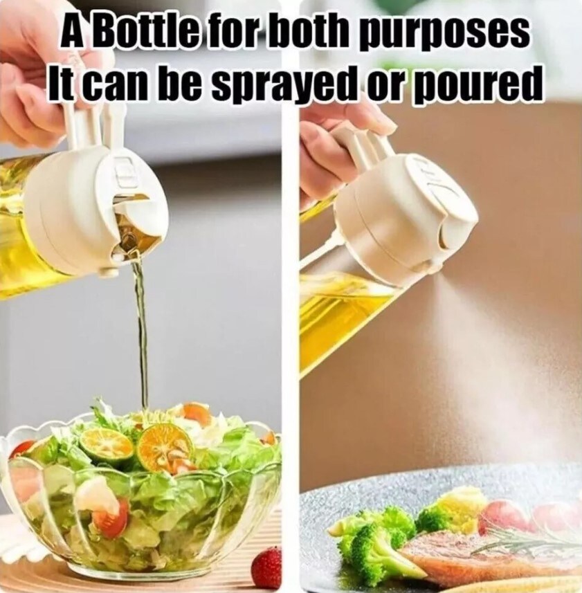2 in 1 oil dispenser and oil sprayer for Cooking Bottle for Kitchen Air Fryer, Salad Olive Oil Sprayer