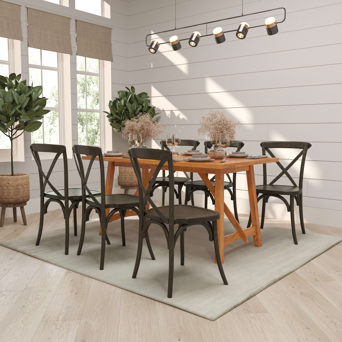 Merrick Lane Davisburg Stackable Wooden Cross Back Bistro Dining Chair