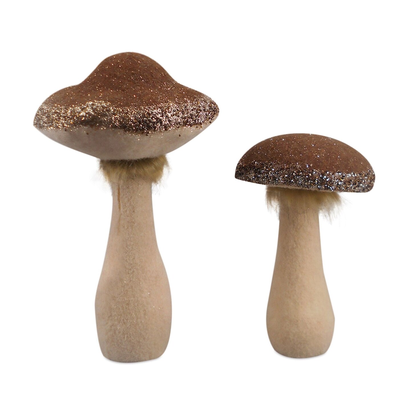 Melrose Glittered Mushroom Christmas Tabletop Decorations - 13.5&#x22; - Set of 2