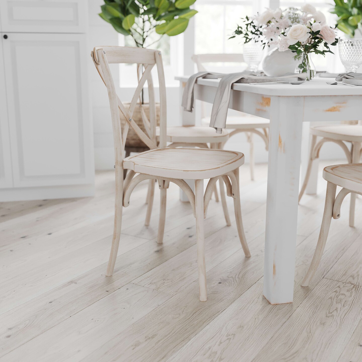 Merrick Lane Rectangular Antique Solid Pine Farm Dining Table