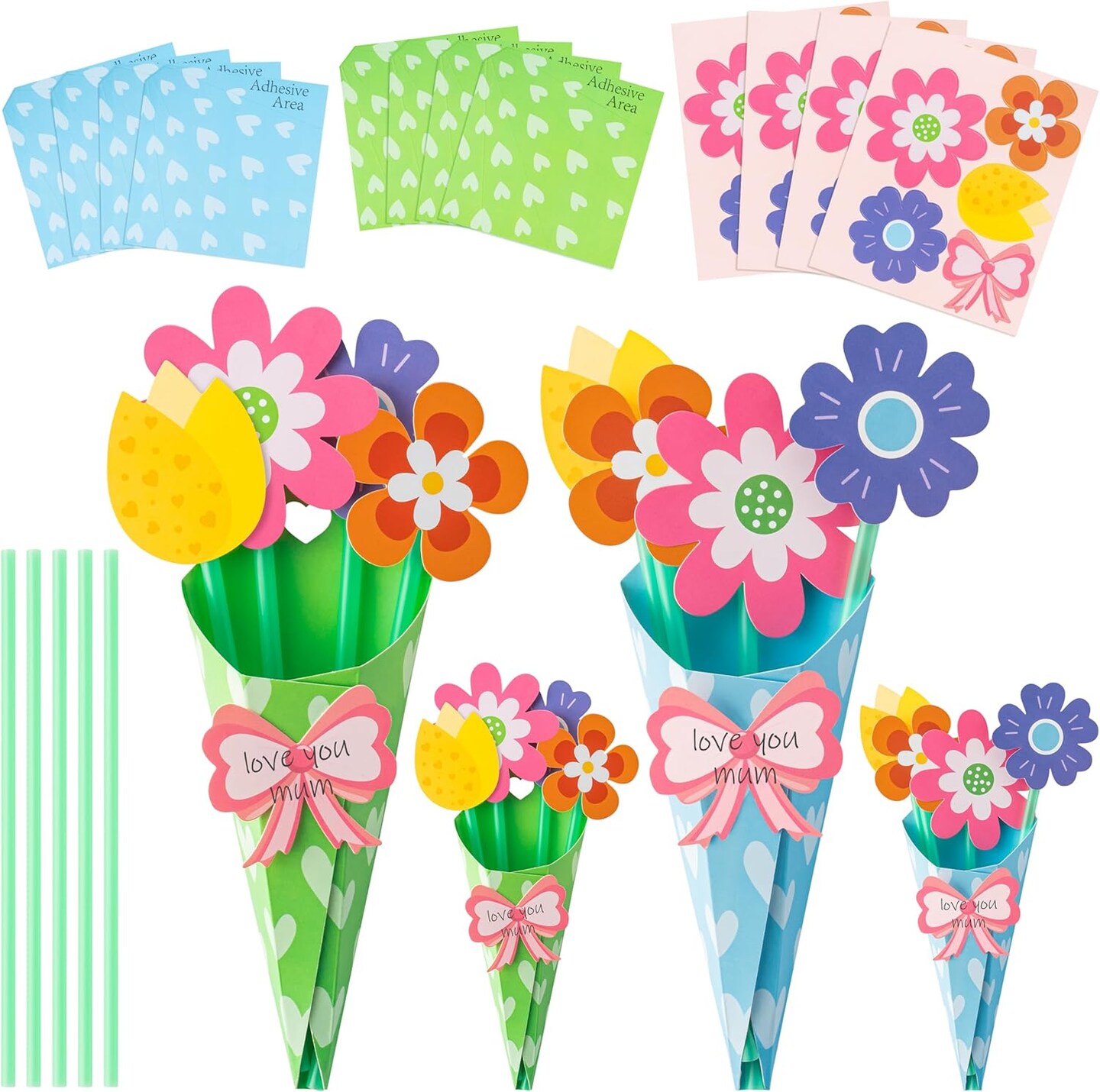 Flower Bouquet Craft Kit - 24Pcs Mother's Day Flower Bouquet Craft in ...