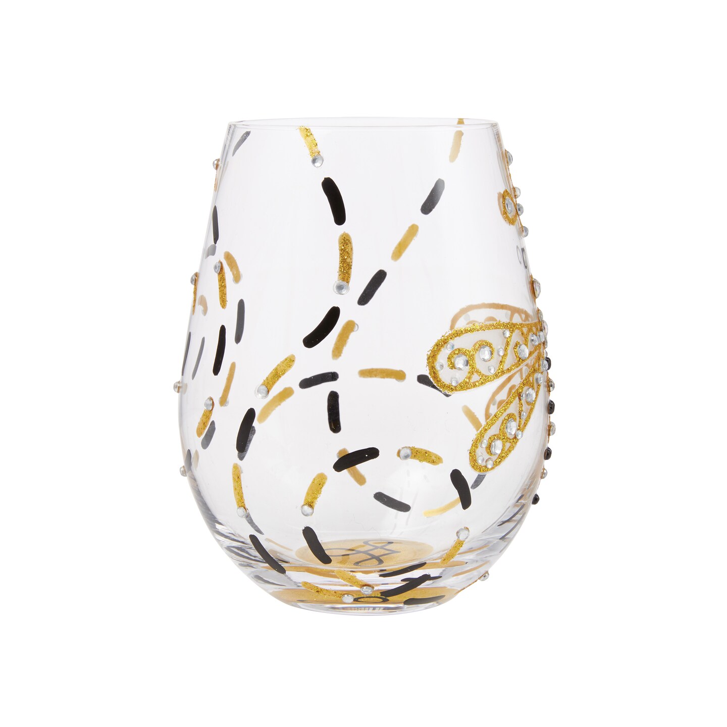 Lolita Dazzling Dragonfly Stemless Hand Painted Wine Glass