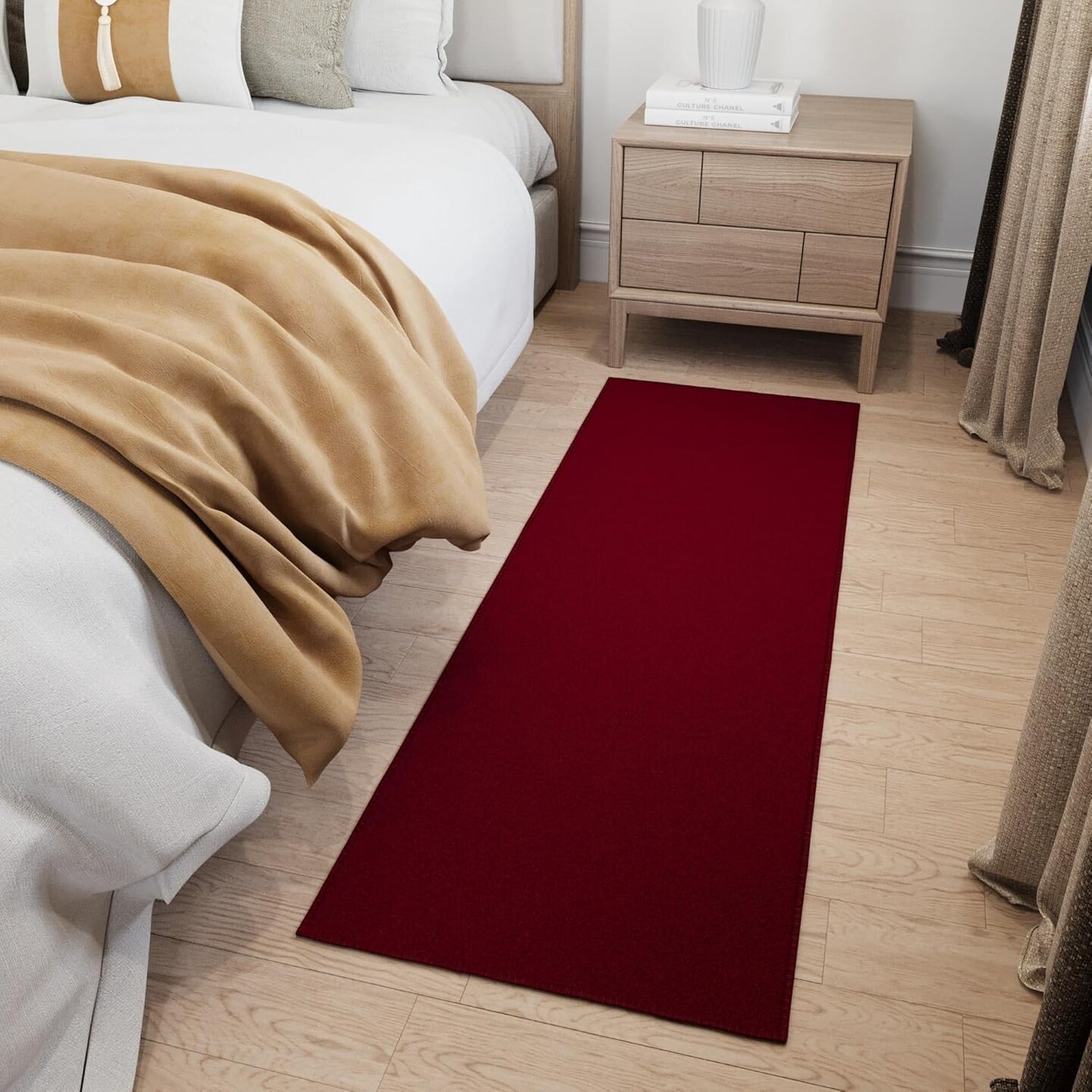 Machine Washable Modern Solid Design Non-Slip Rubberback 2x5 Traditional Runner Rug for Hallway, Kitchen, Bedroom, Entryway, 20&#x22; x 59&#x22;, Red