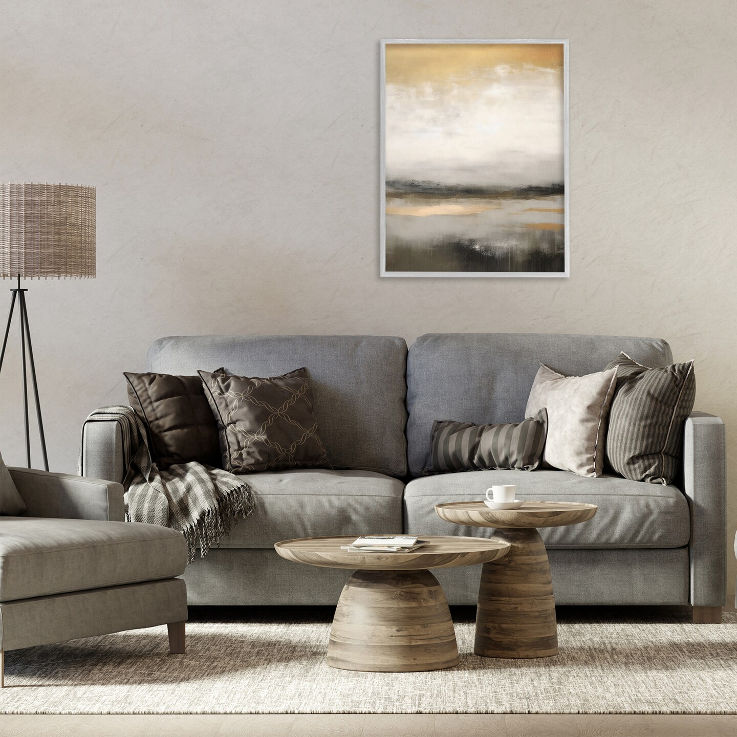Stupell Industries Dreamy Neutral Abstract Landscape Black Framed Giclee Art, design by Creative Studio