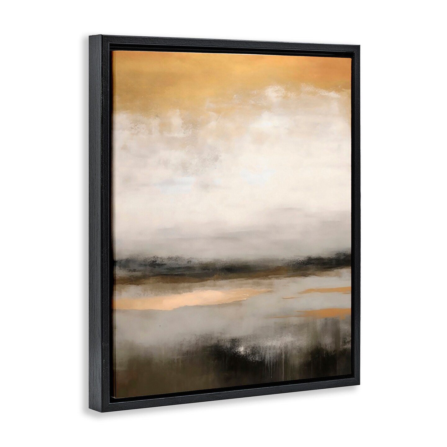 Stupell Industries Dreamy Neutral Abstract Landscape Black Framed Floater Canvas Wall Art, design by Creative Studio