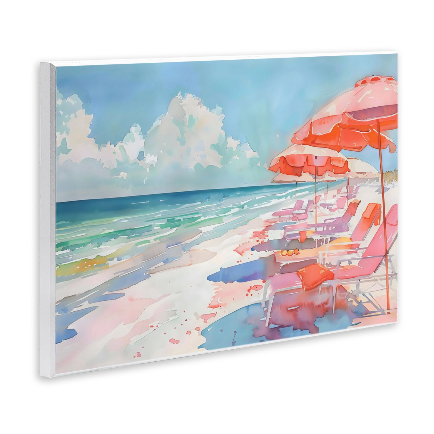 Stupell Industries Peach Beach Relaxing Chairs Wall Plaque Art, design by LSR Design Studio