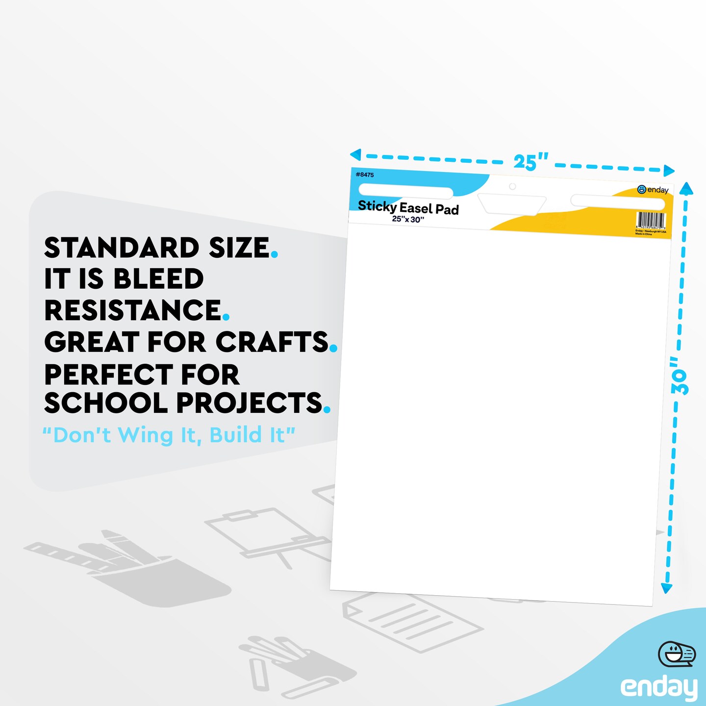 Enday Sticky Easel Pads 25"x 30" (2 Pack) - Anchor Chart Paper, Chart Paper for Teachers, Flip Chart Paper, 25 in x 30 in Easel Paper, Large White Easel Pads Self Sticky Chart Paper 30 Sheets Per Pad