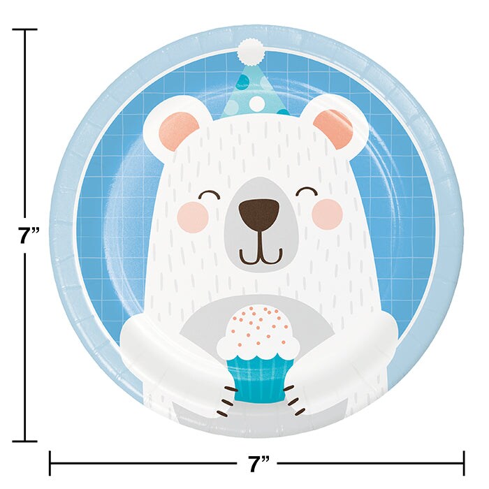 Birthday Bear Party Paper Dessert Plates (8/Pkg)