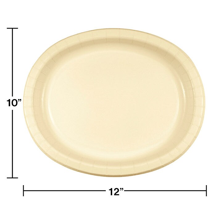 Bulk Pack of 16 Ivory Paper Oval Platter 10&#x22; X 12&#x22;