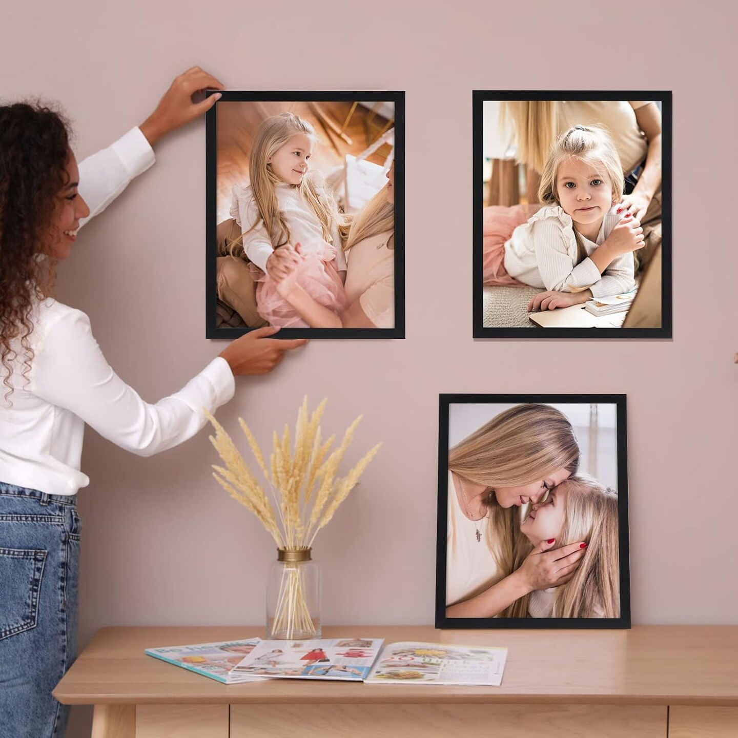 Black 8x10 Picture Frame Set of 10, Matted to 5x7 Picture with Mat or 8x10 Photo without Mat