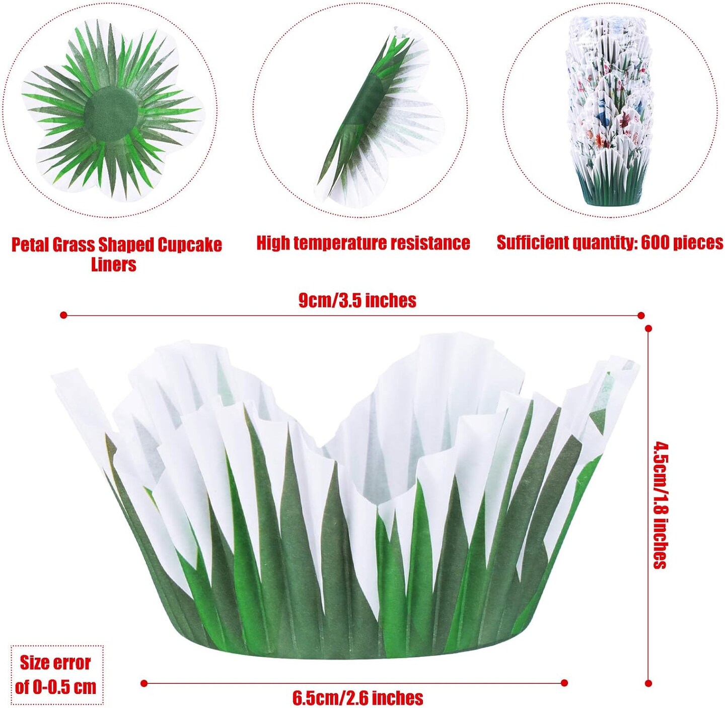 240 Pcs Flower Cupcake Liners Spring Petal Grass Shaped Cupcake Liners Flower Baking Cups Cupcake Wrappers Muffin Case Trays for Spring Birthday Easter Party Decor(Stylish style)