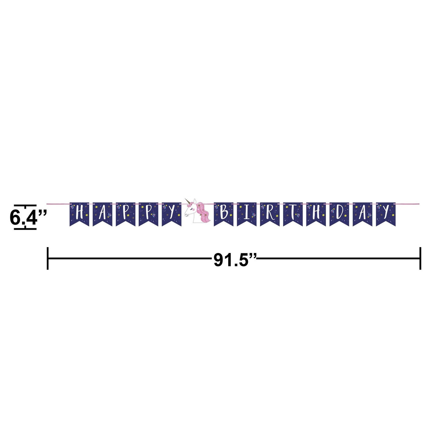 Bulk Pack of 2 Unicorn Galaxy Banners w/ Ribbon