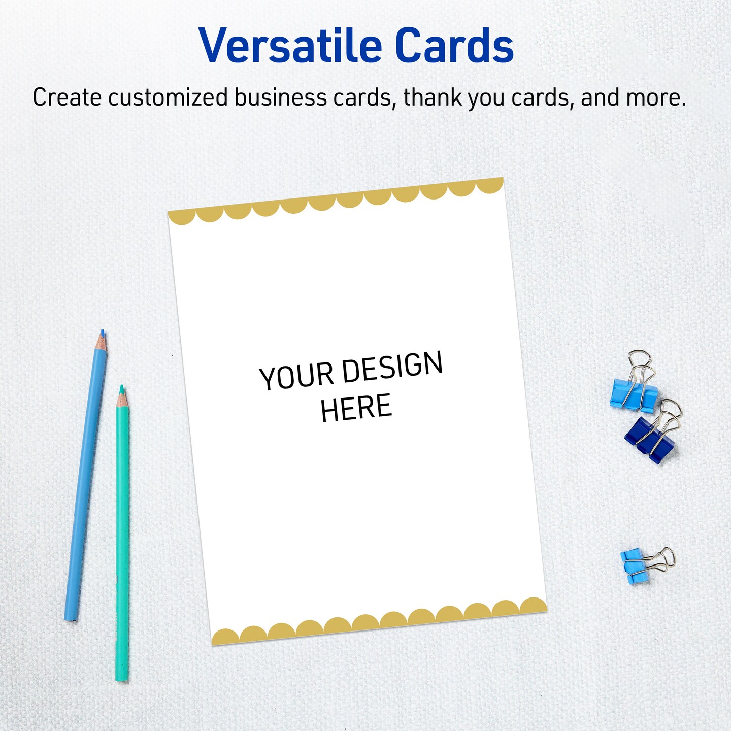 Avery Printable Rectangle Invitation Cards, Gold Edge Dots, 5&#x22; x 7&#x22;, Matte White Rectangle Invitation Cards, Laser/Inkjet, 20ct, Great for Invitation Cards
