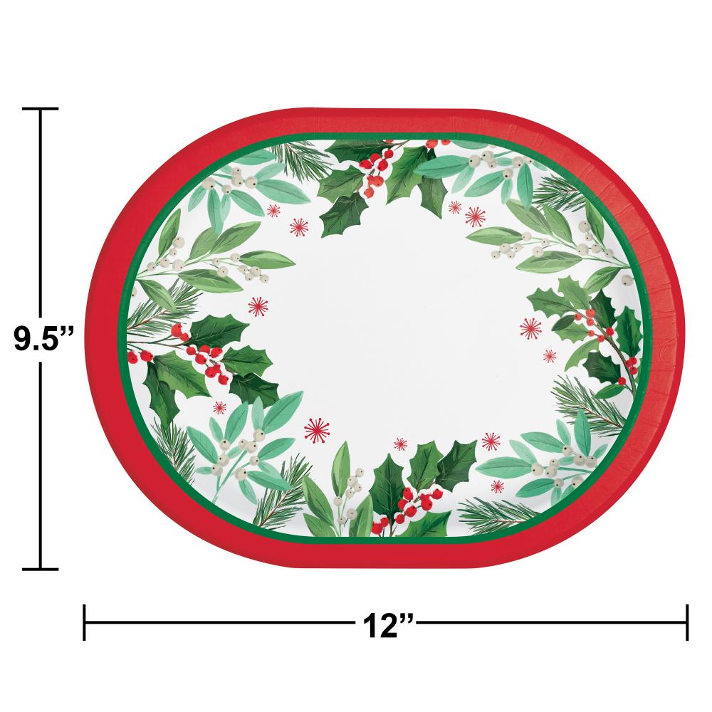 Holly Jolly Christmas Oval Platter (8/Pkg)