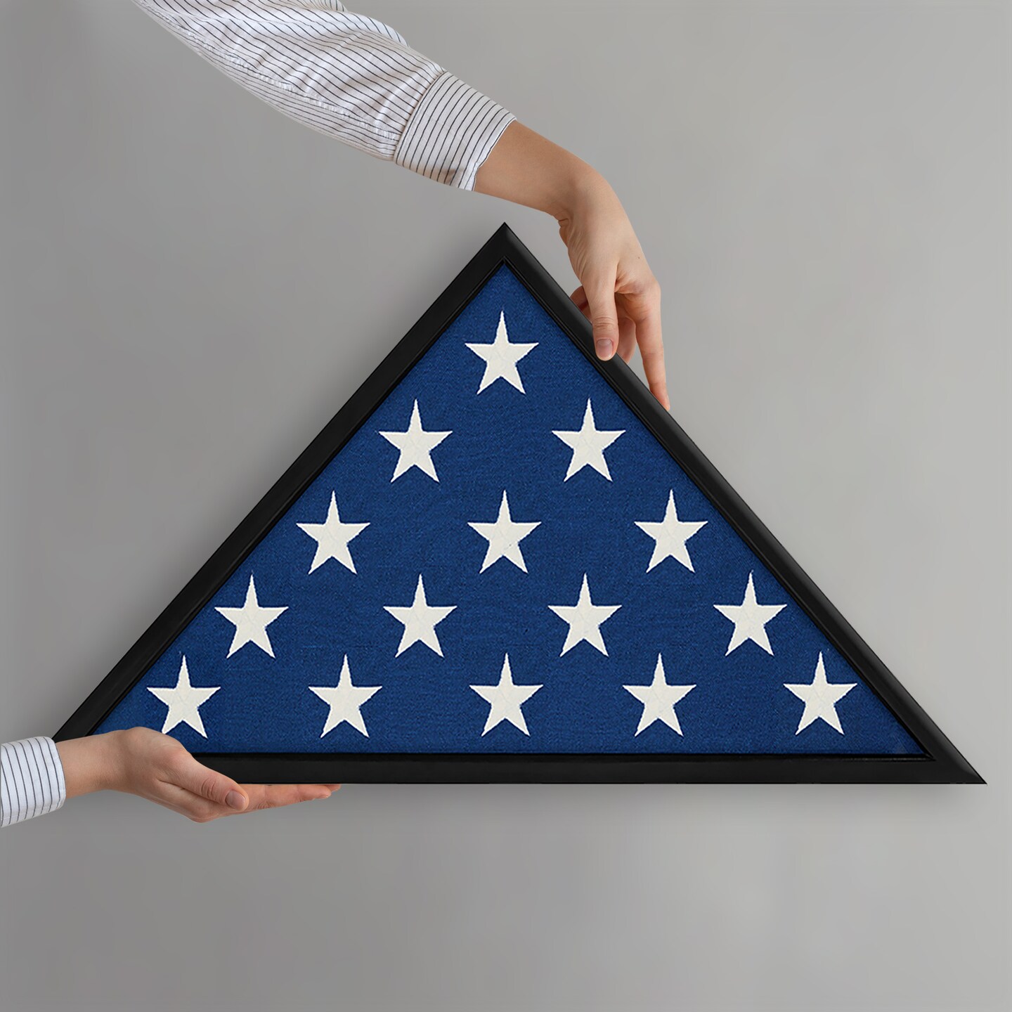Americanflat Small Flag Display Case for Burial Flag - Fits Folded Flag - Elegant Military Flag Display Case - Plexiglass Cover - Triangle Hanging Hardware - Brown