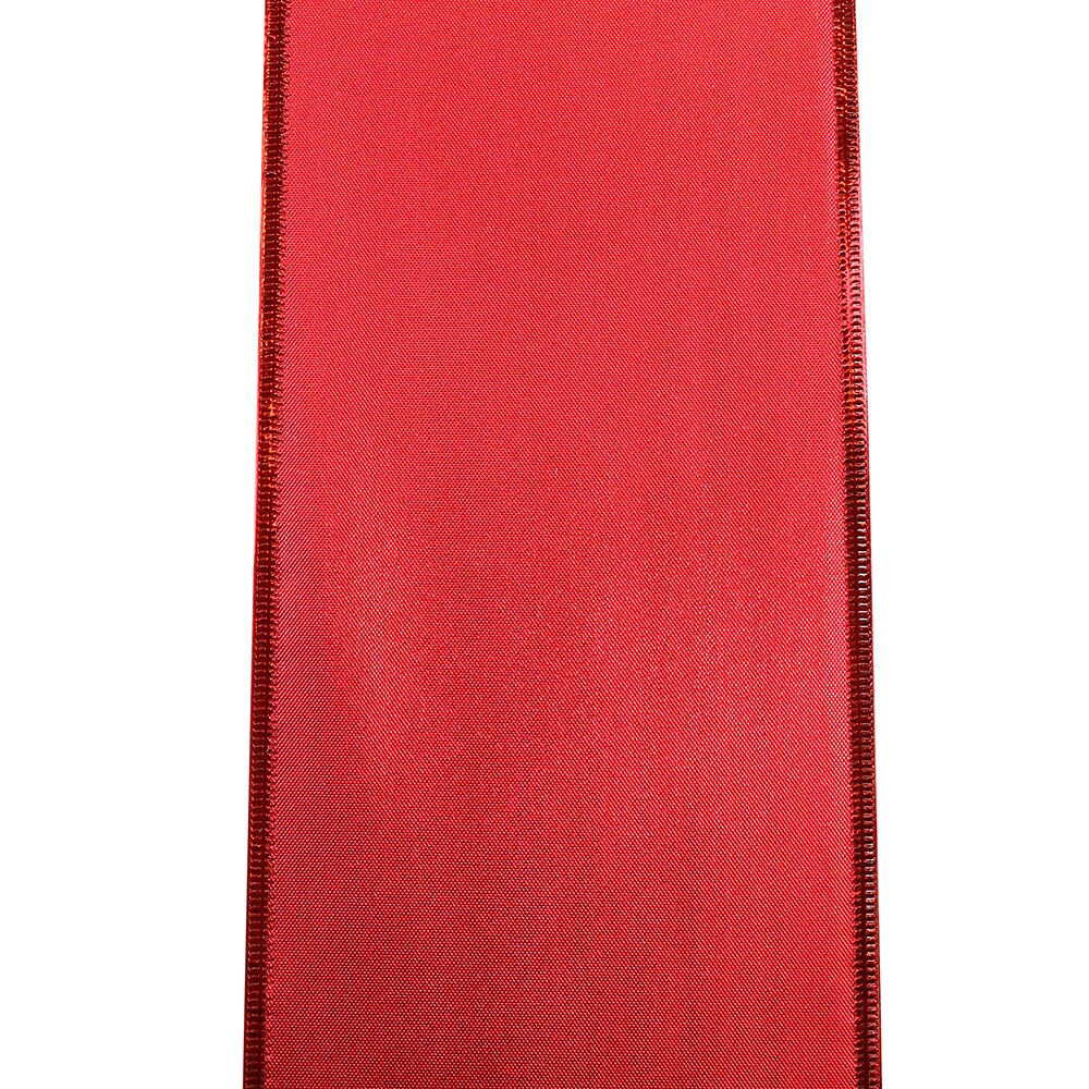 Christmas Ribbon - Jamaica Value Plastic Wired Edge -- Scarlet Color --- 4 inch x 30 yards