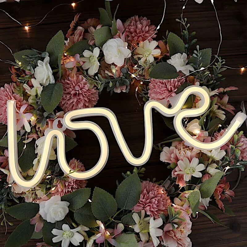 13&#x22; Warm White Love Neon Sign LED Hanging Wall Decor Lights Party Decorations