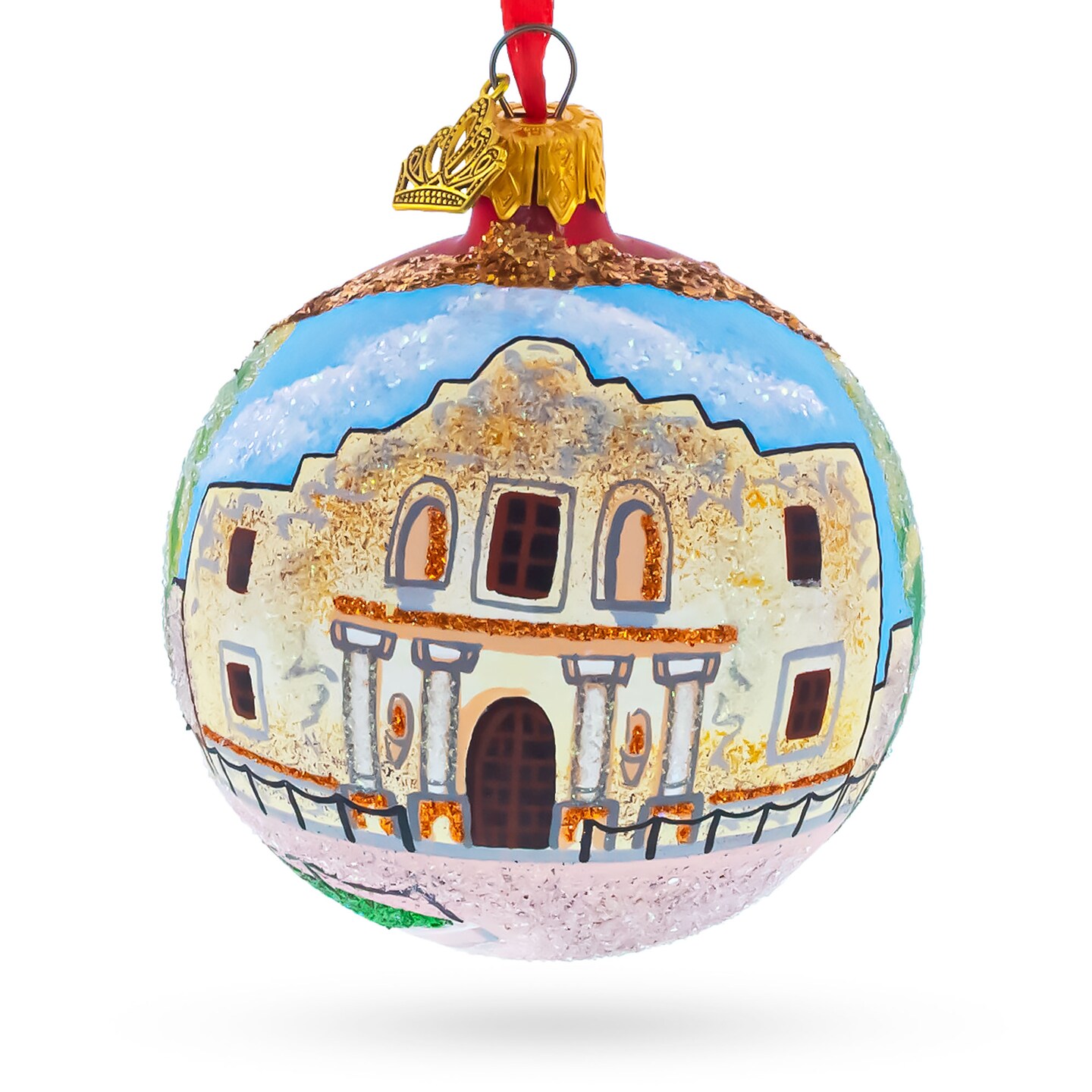 The Alamo, San Antonio, Texas Glass Ball Christmas Ornament 3.25 Inches