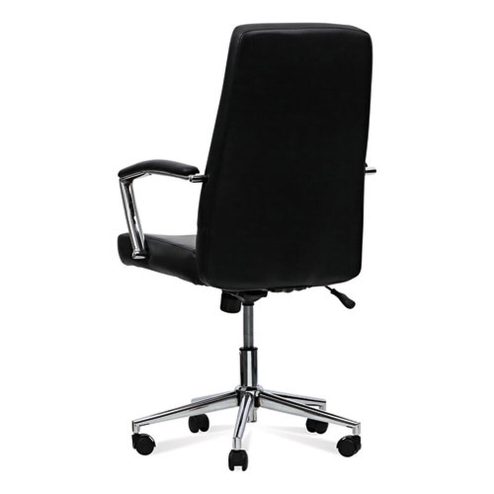 Alera 18.19 in. to 21.93 in. Seat Height Leather Task Chair Supports Up to 275 lb - Black Seat/Black Back
