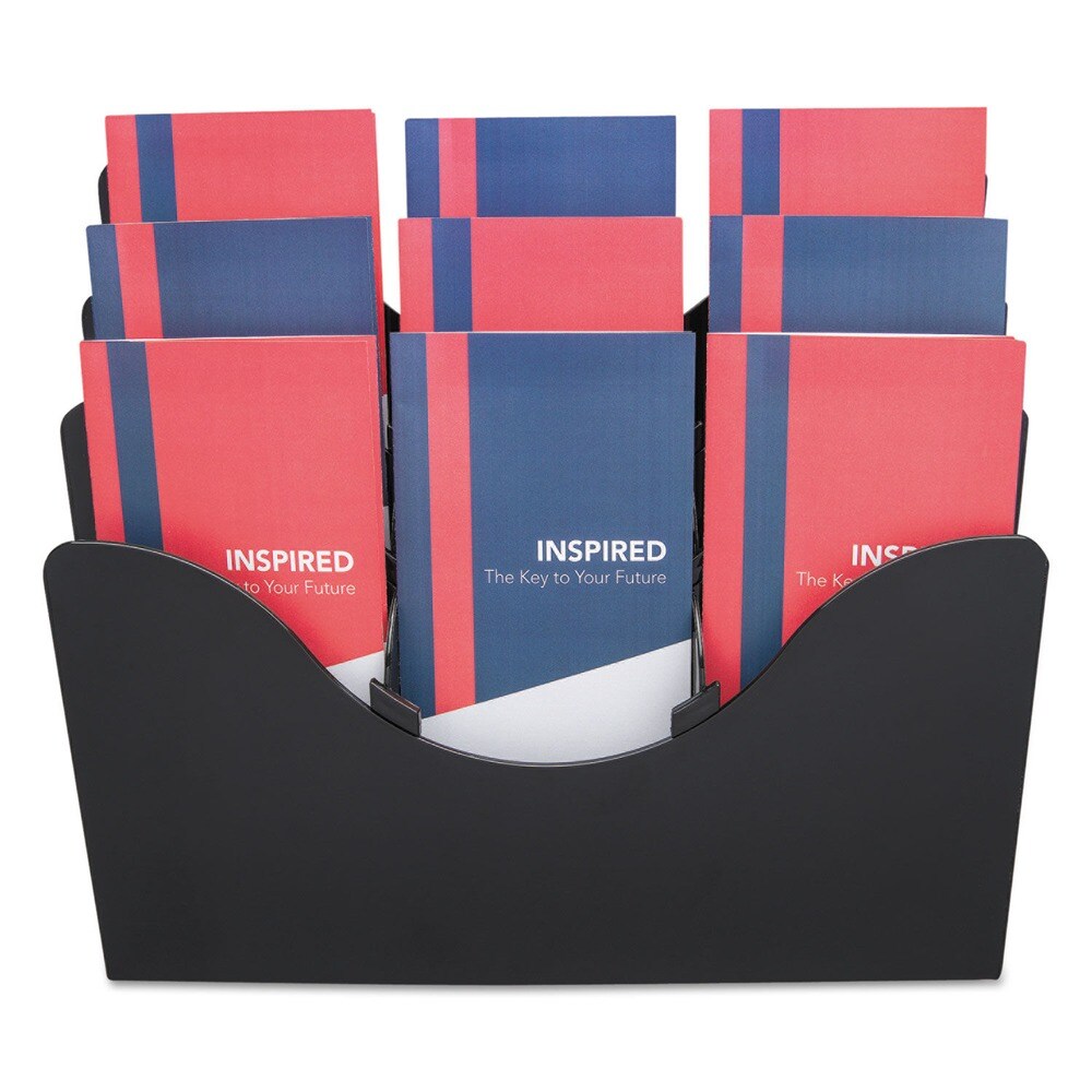 Deflecto 13.38 in. x 3.5 in. x 11.5 in. 6 Removable Dividers 3-Tier Document Organizer - Black