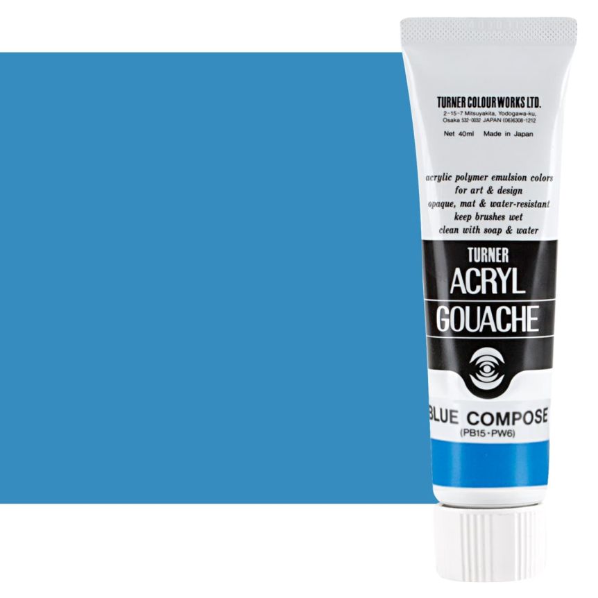 Turner Colour Works Acryl Gouache Artist Acrylic Paint - Single 40 ml Tube - Blue Compose