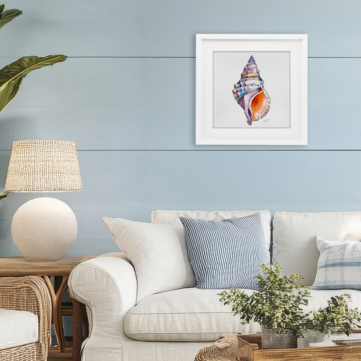 Stupell Industries Sunrise Conch Shell Framed Print Under Glass, design by Shelly Craig