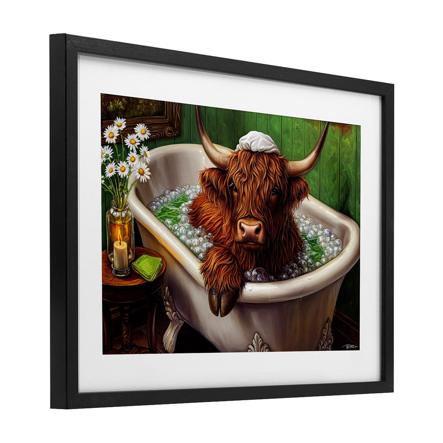Stupell Industries Highland in Candle Lit Bubble Bath Framed Print Under Glass, design by Momart